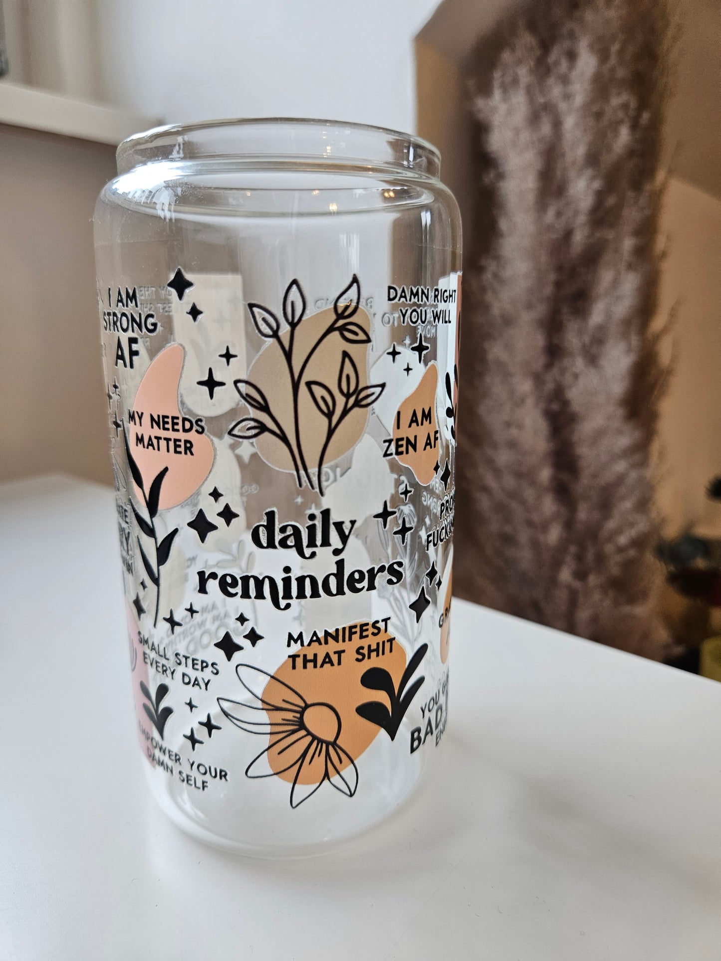daily reminder Trinkglas