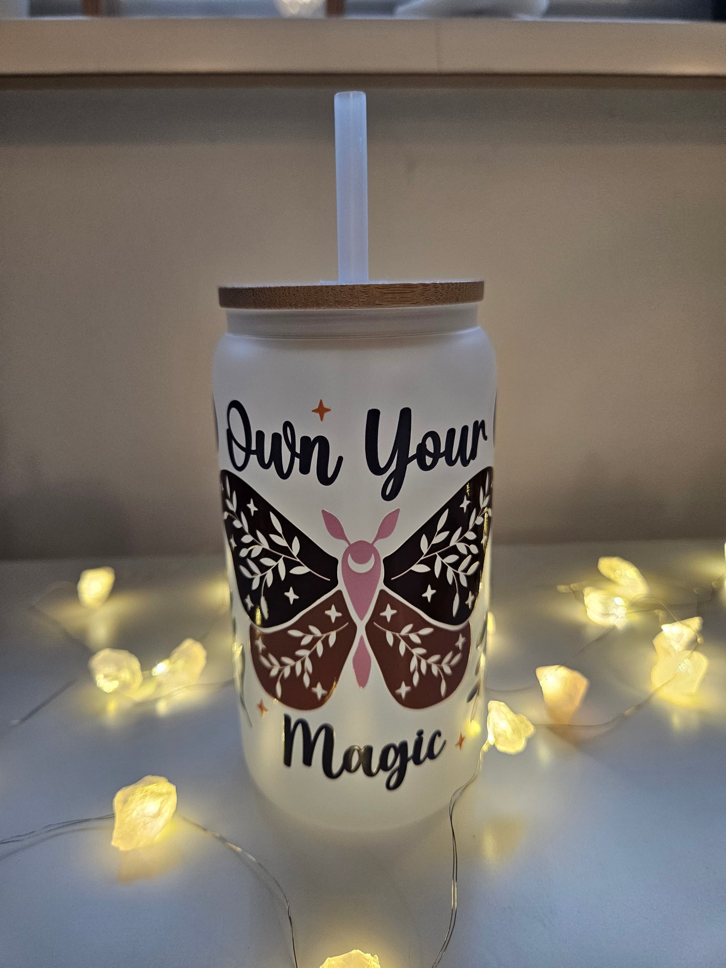 Own your magic Trinkglas mit Bambusdeckel