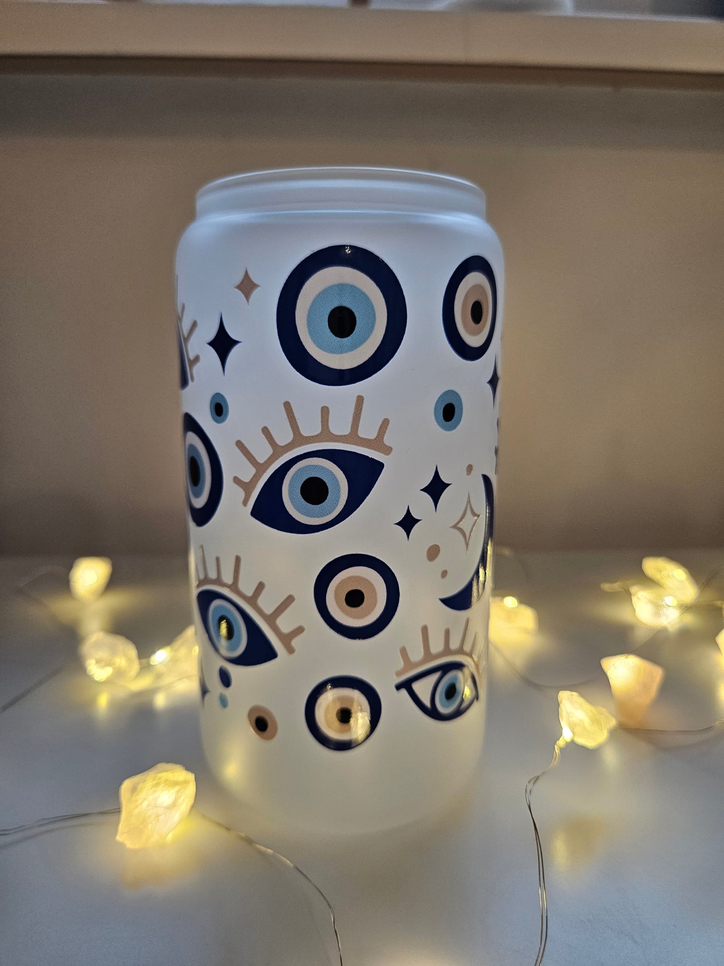 Nazar, Böse Augen Glas frosted Tumblr 16oz