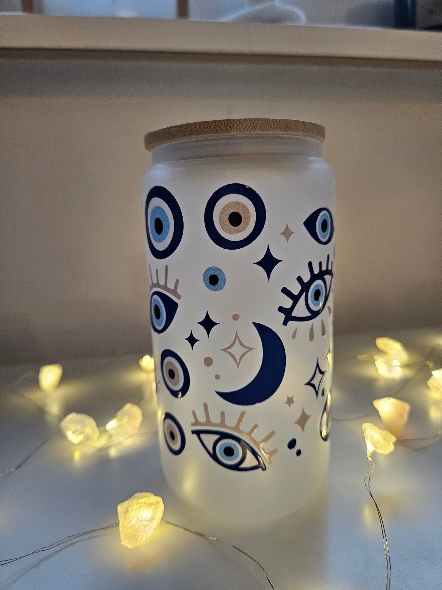 Nazar, Böse Augen Glas frosted Tumblr 16oz