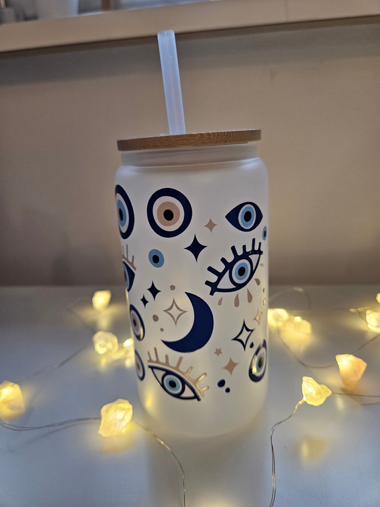 Nazar, Böse Augen Glas frosted Tumblr 16oz