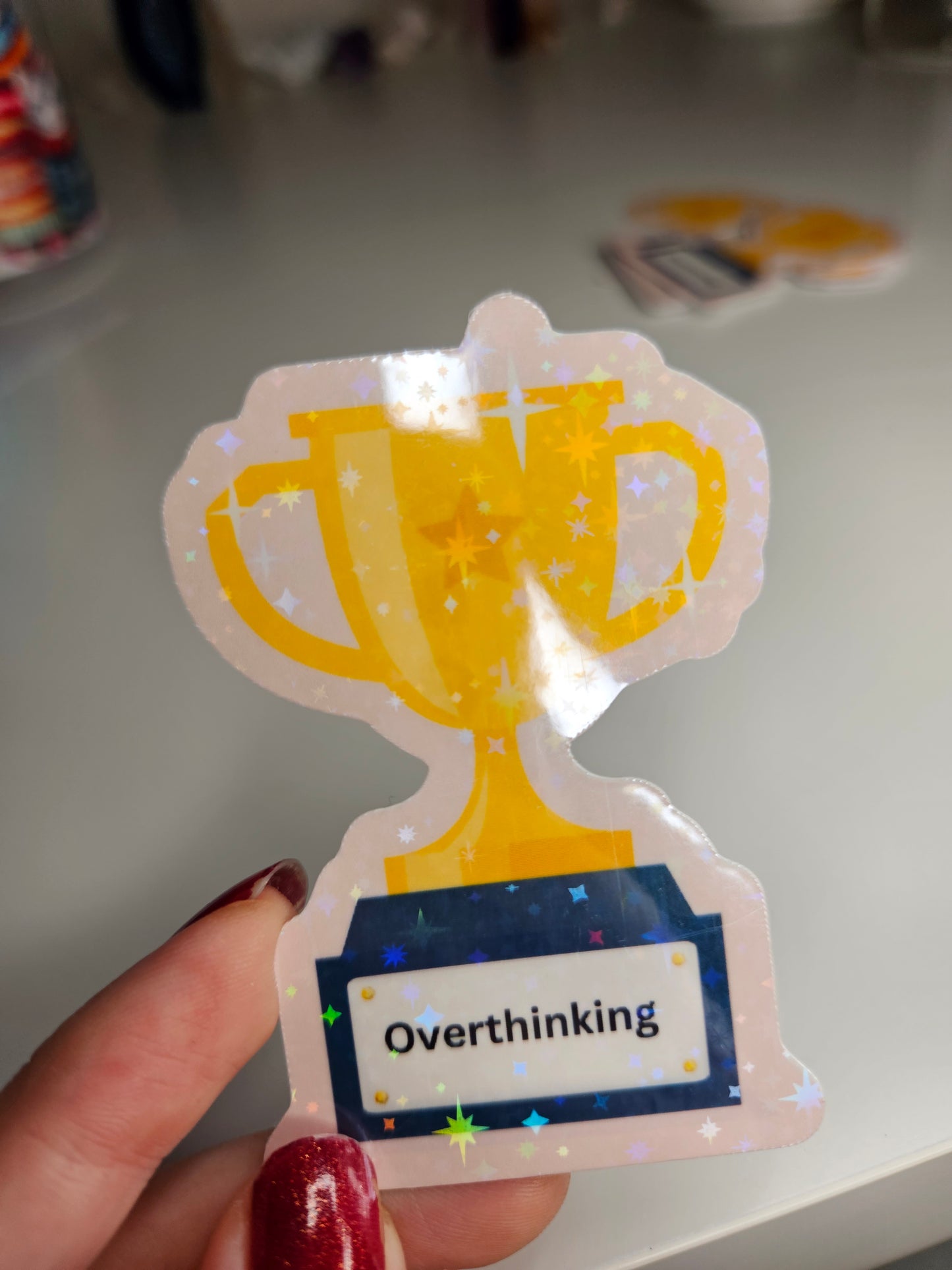 Overthinking Glitzer Sticker