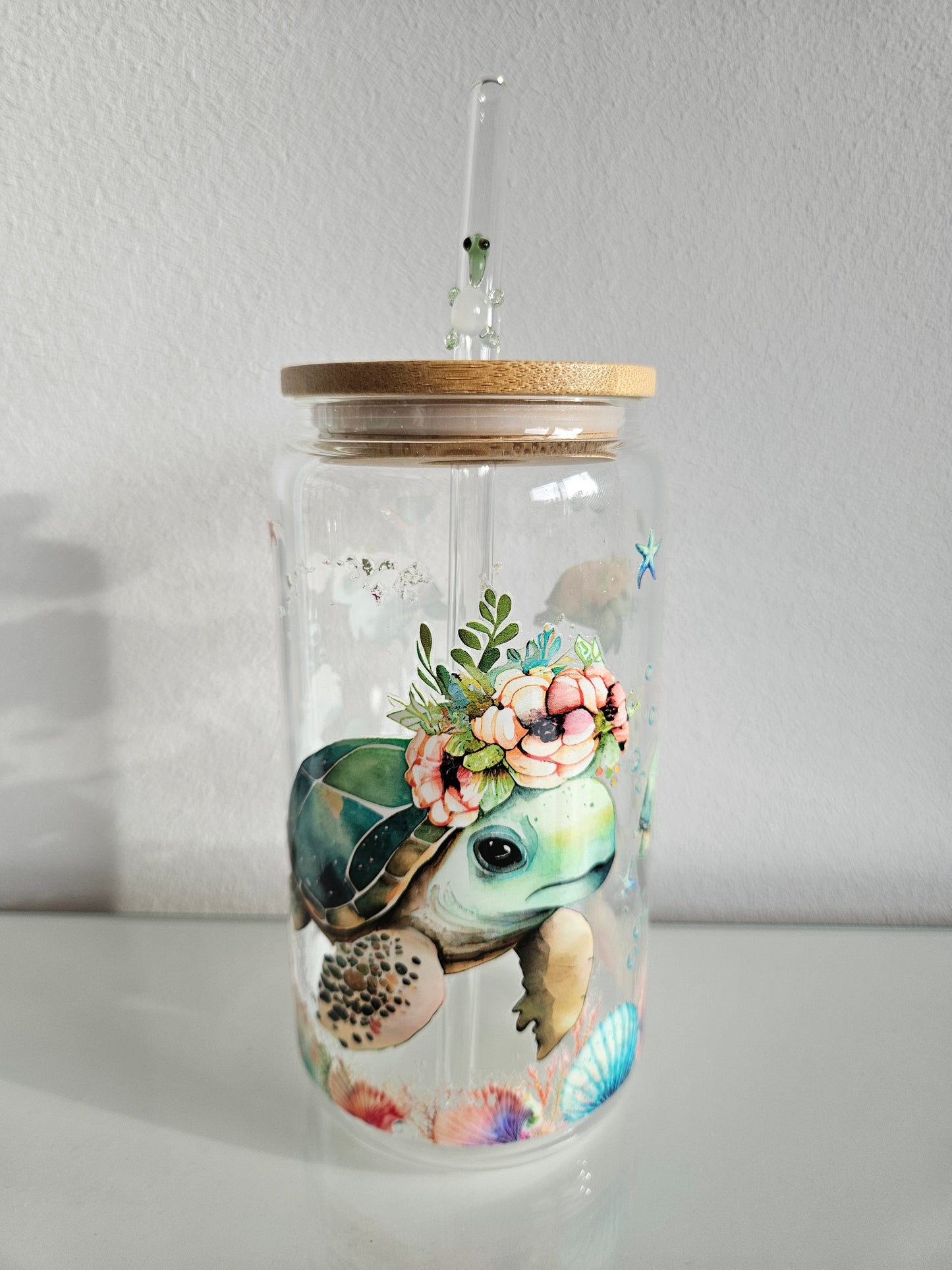 Schildkröten Set (Glas+Strohhalm)