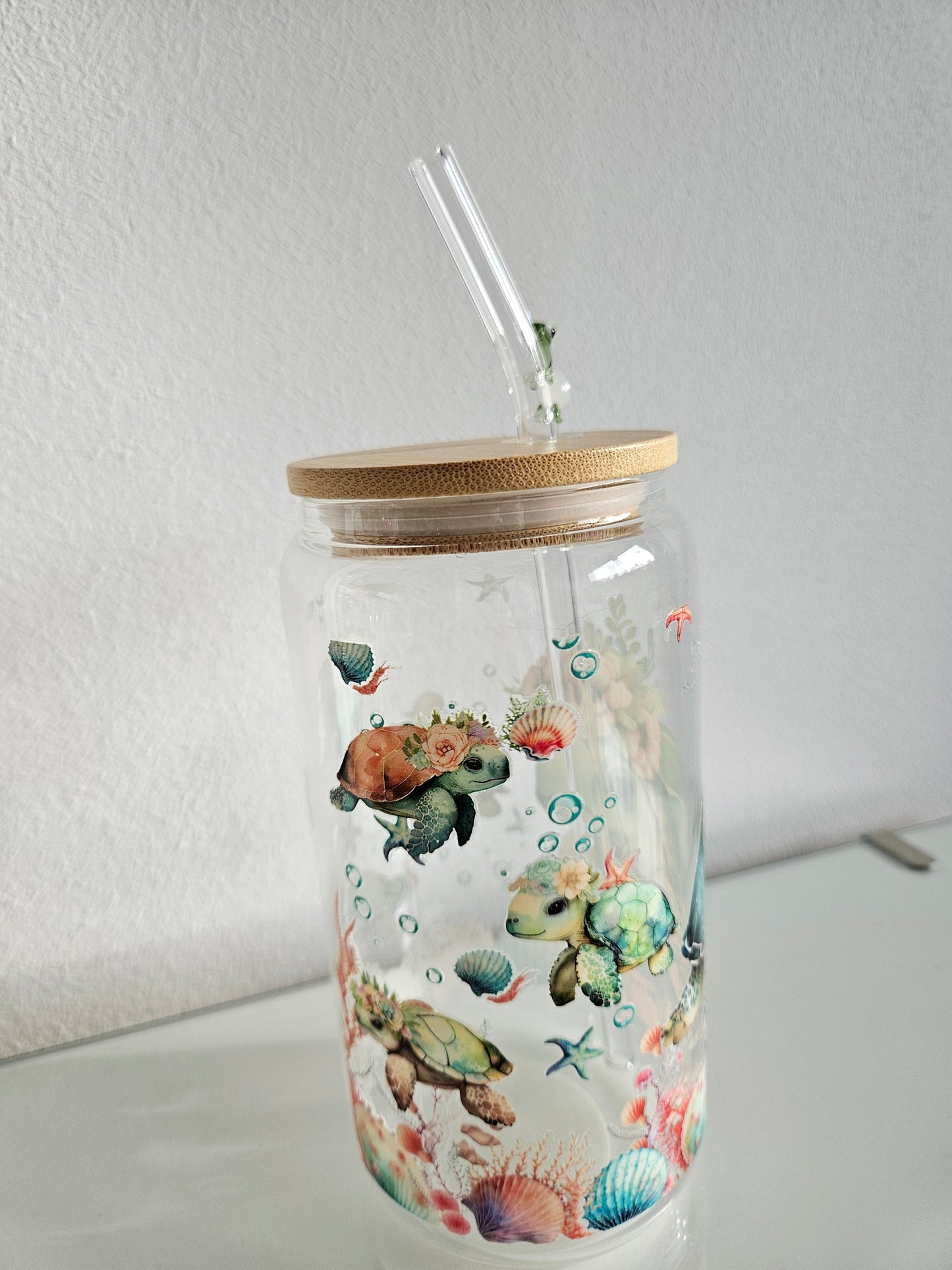 Schildkröten Set (Glas+Strohhalm)
