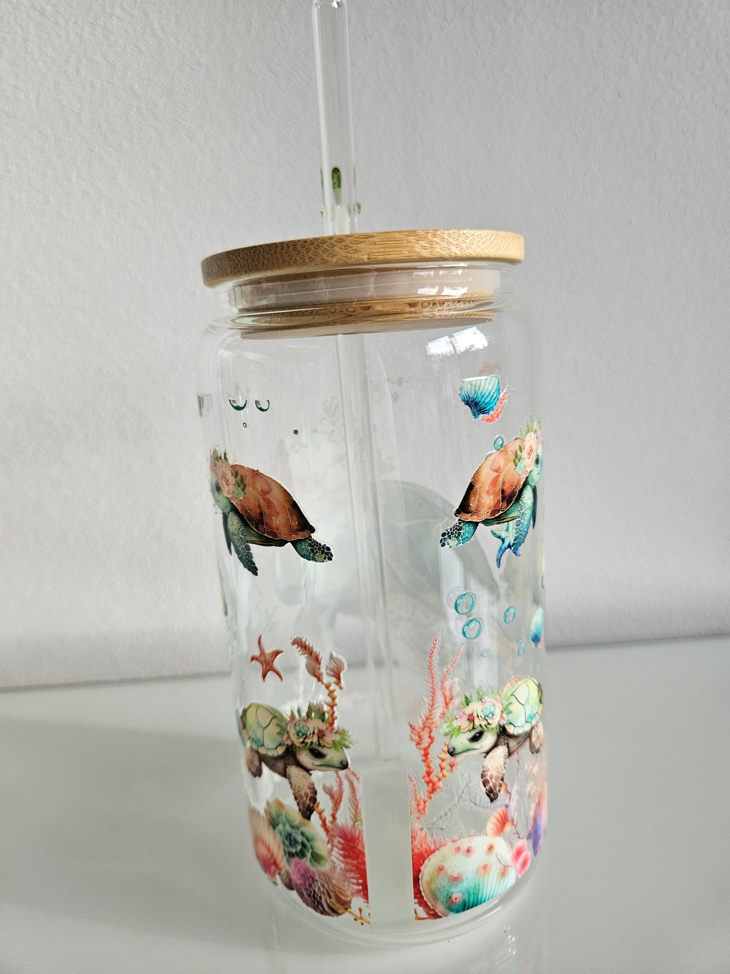Schildkröten Set (Glas+Strohhalm)