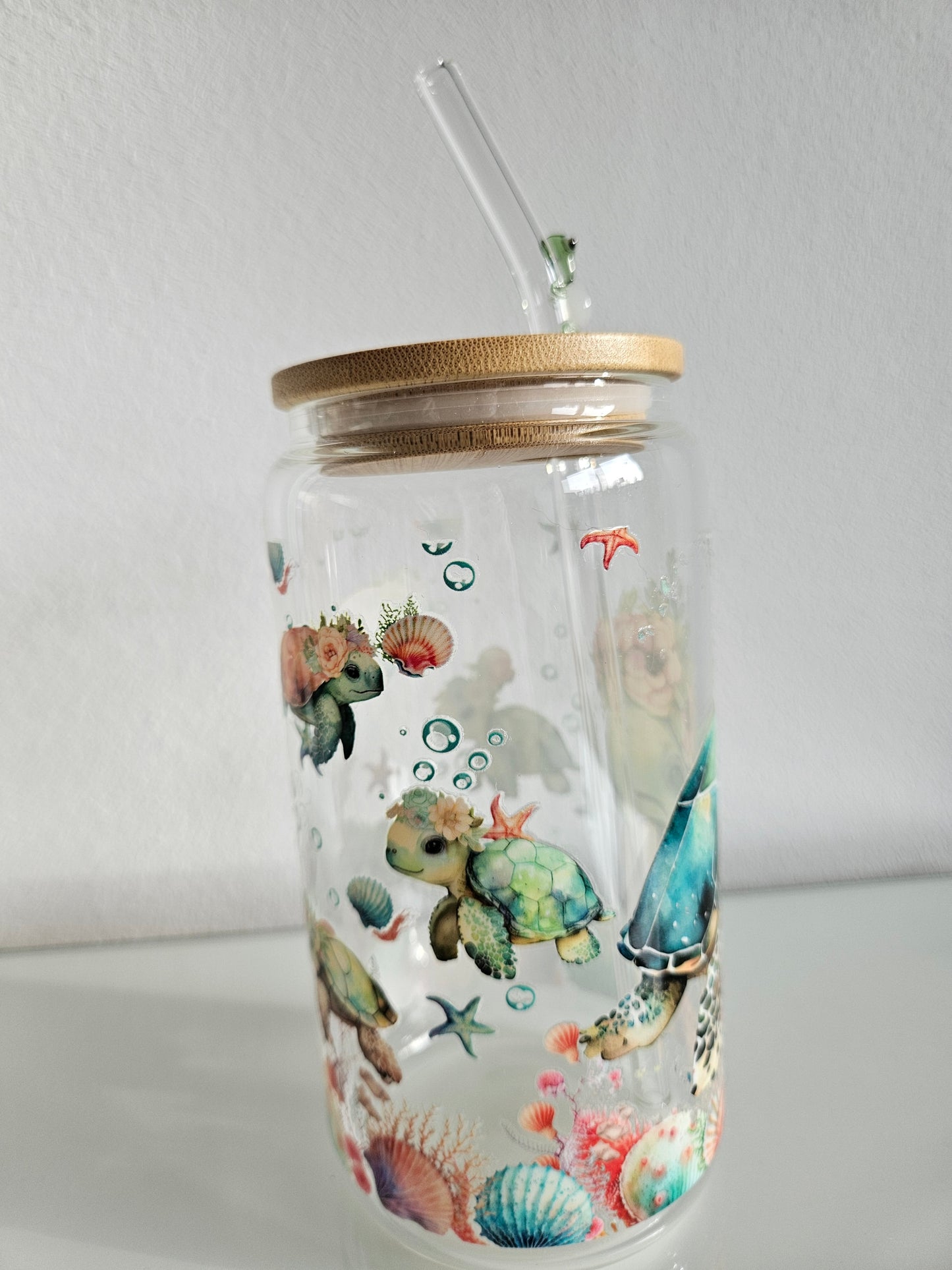 Schildkröten Set (Glas+Strohhalm)