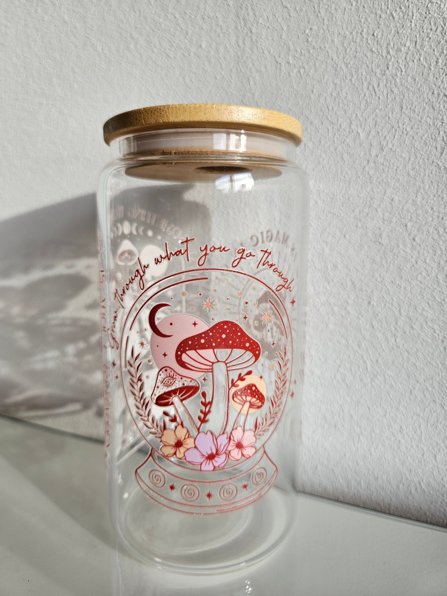Growth Klares Trinkglas mit Bambusdeckel