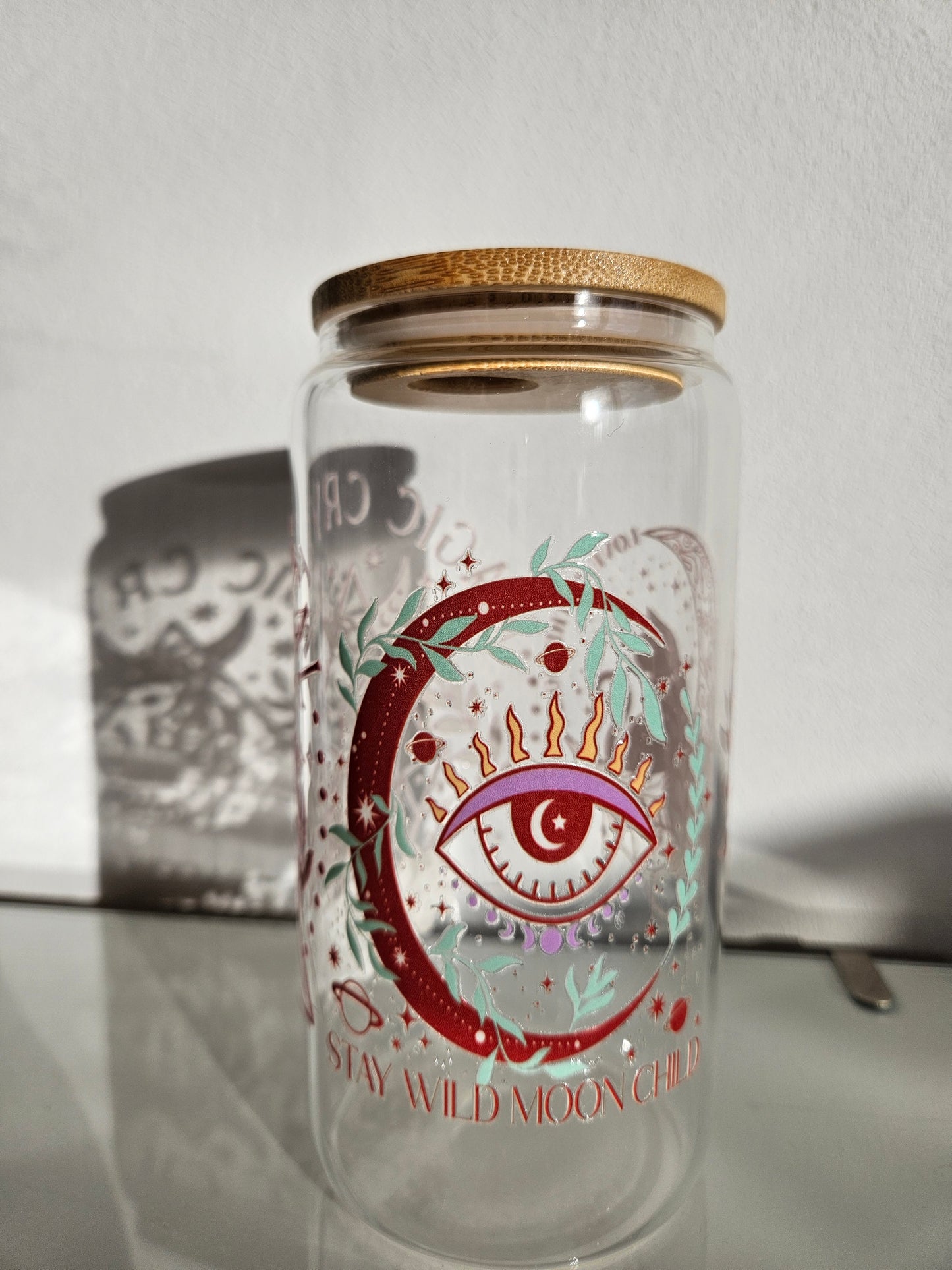 Love by the Moon Trinkglas mit Bambusdeckel