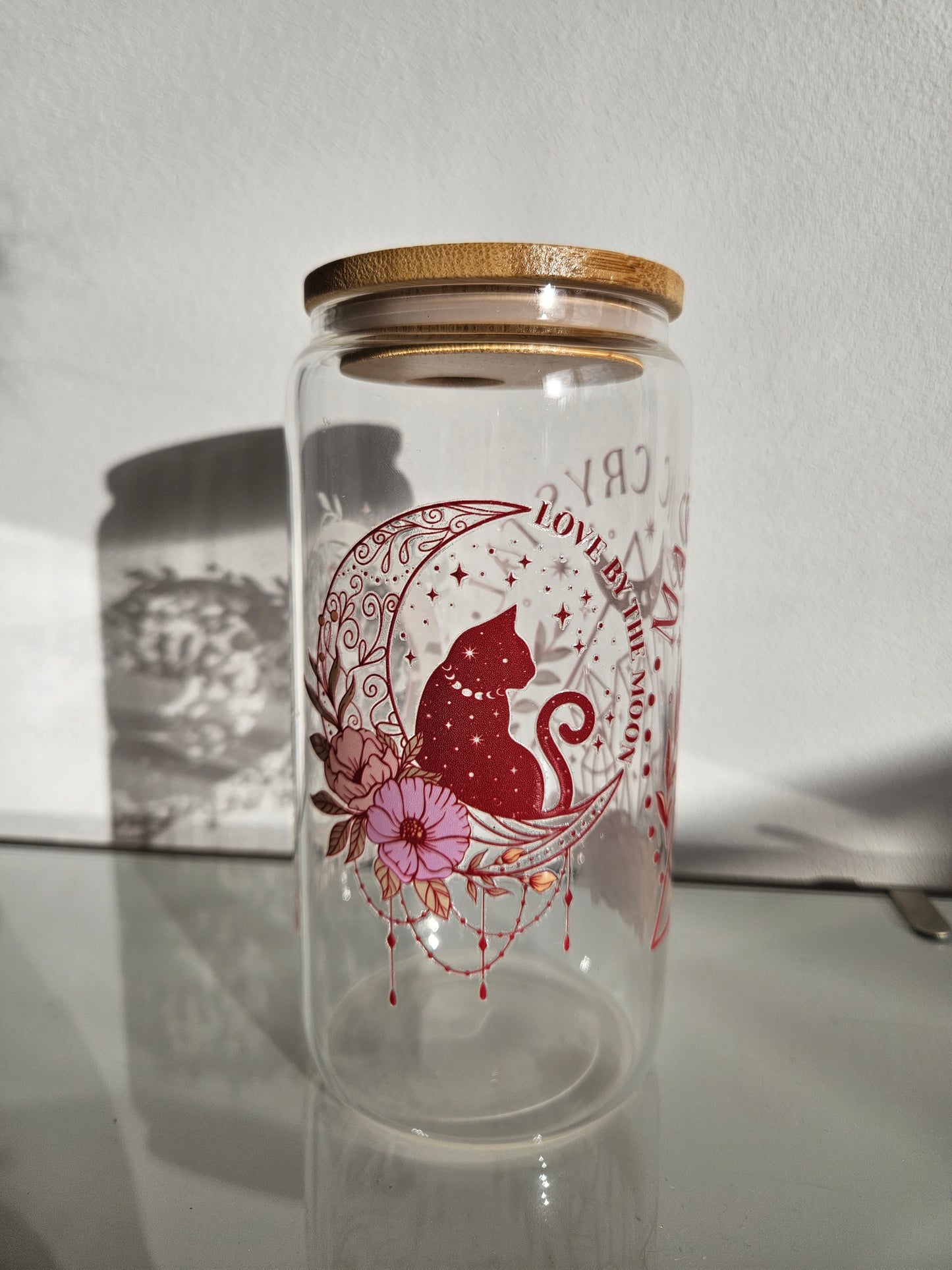 Love by the Moon Trinkglas mit Bambusdeckel