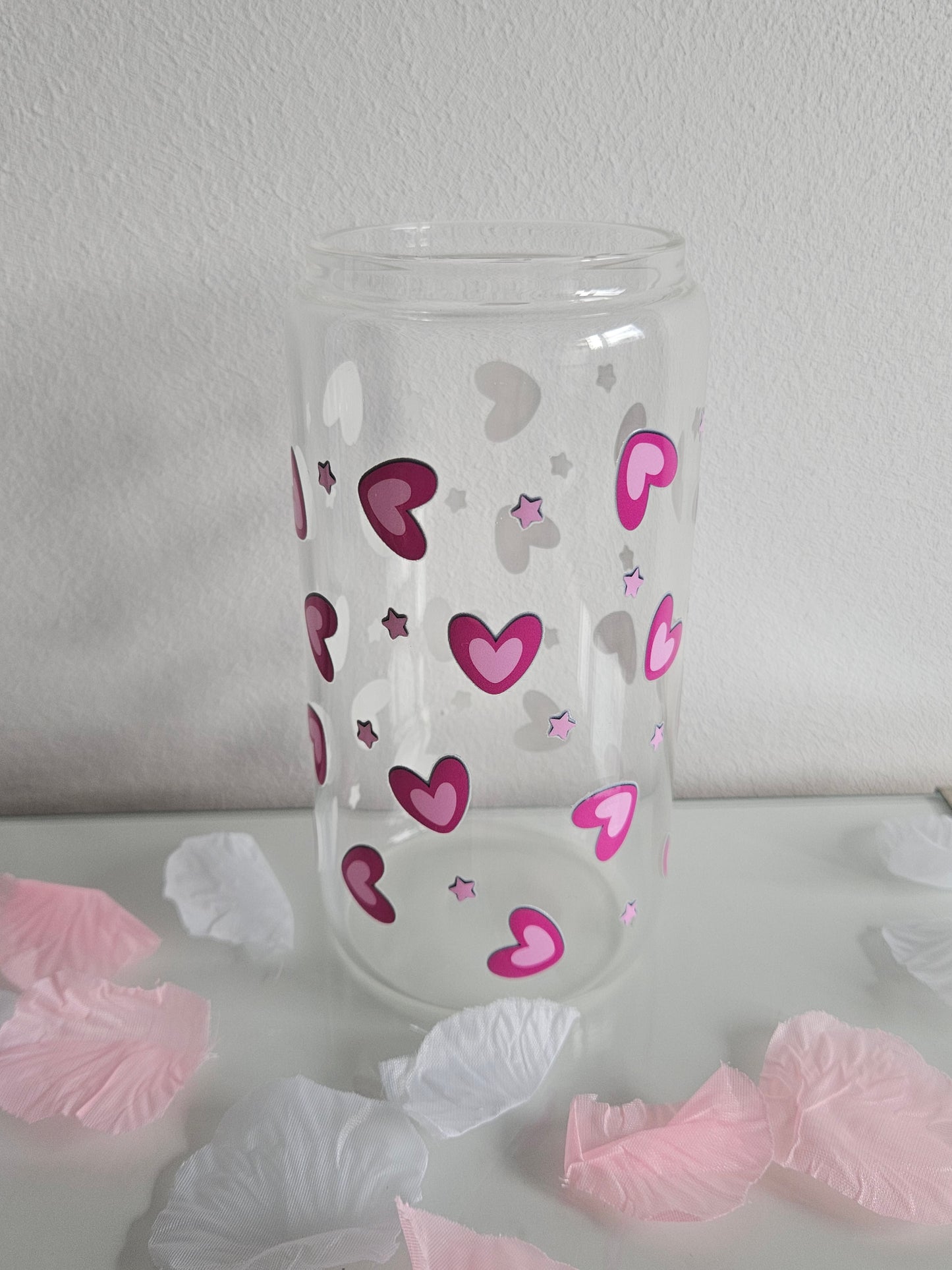 Herzchen Trinkglas mit Bambusdeckel