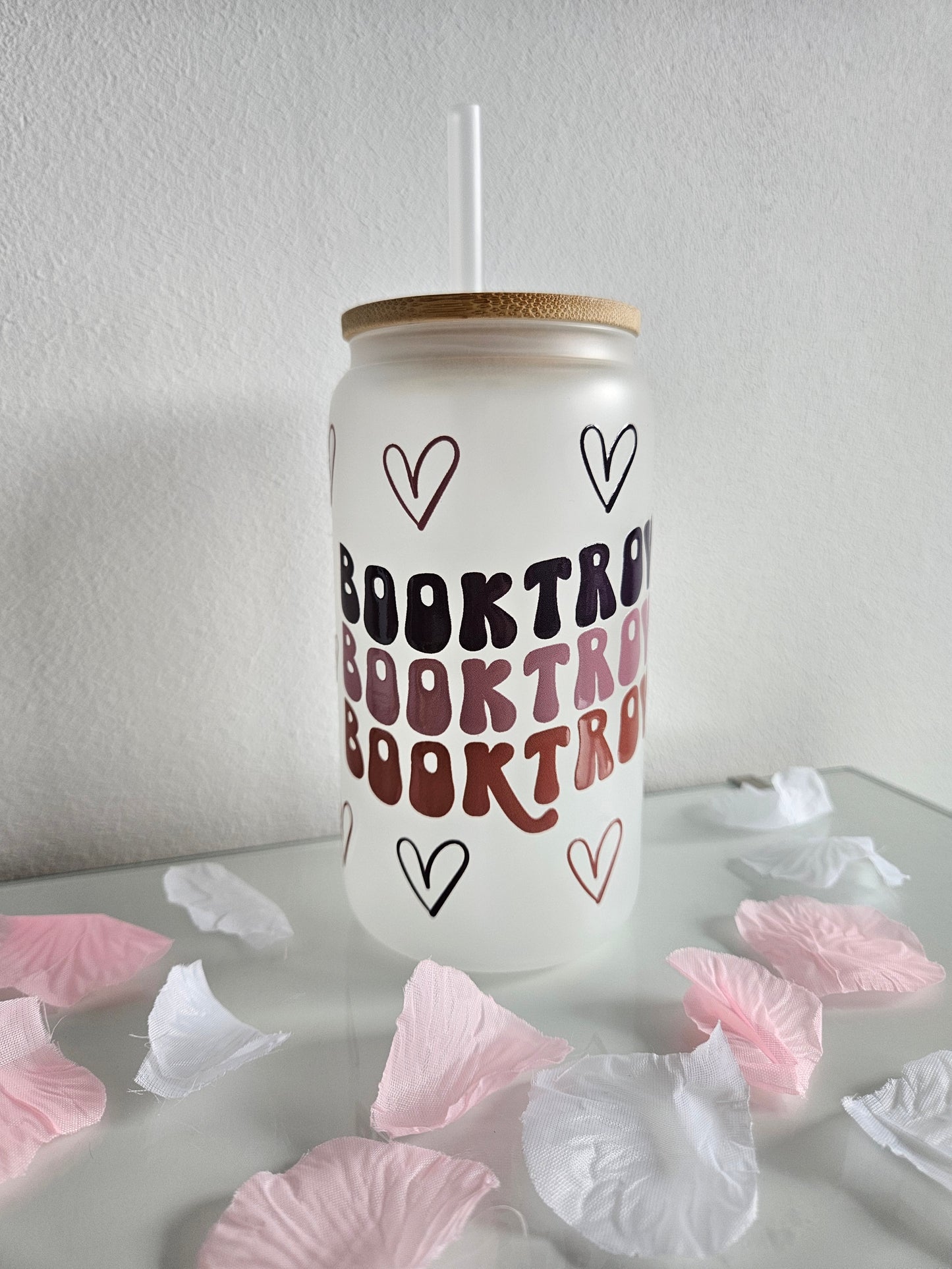 Booktrovert Trinkglas mit Bambusdeckel