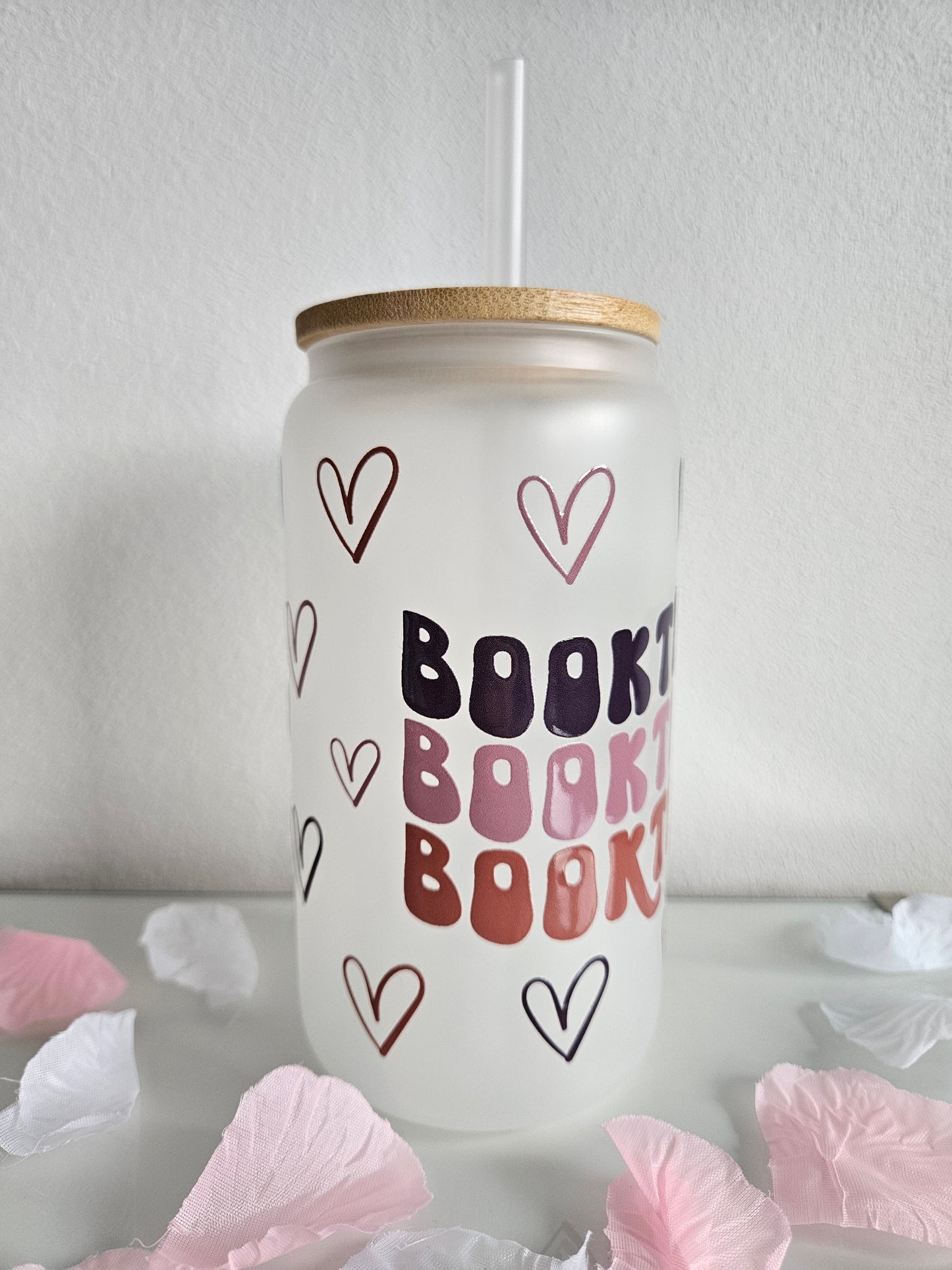 Booktrovert Trinkglas mit Bambusdeckel