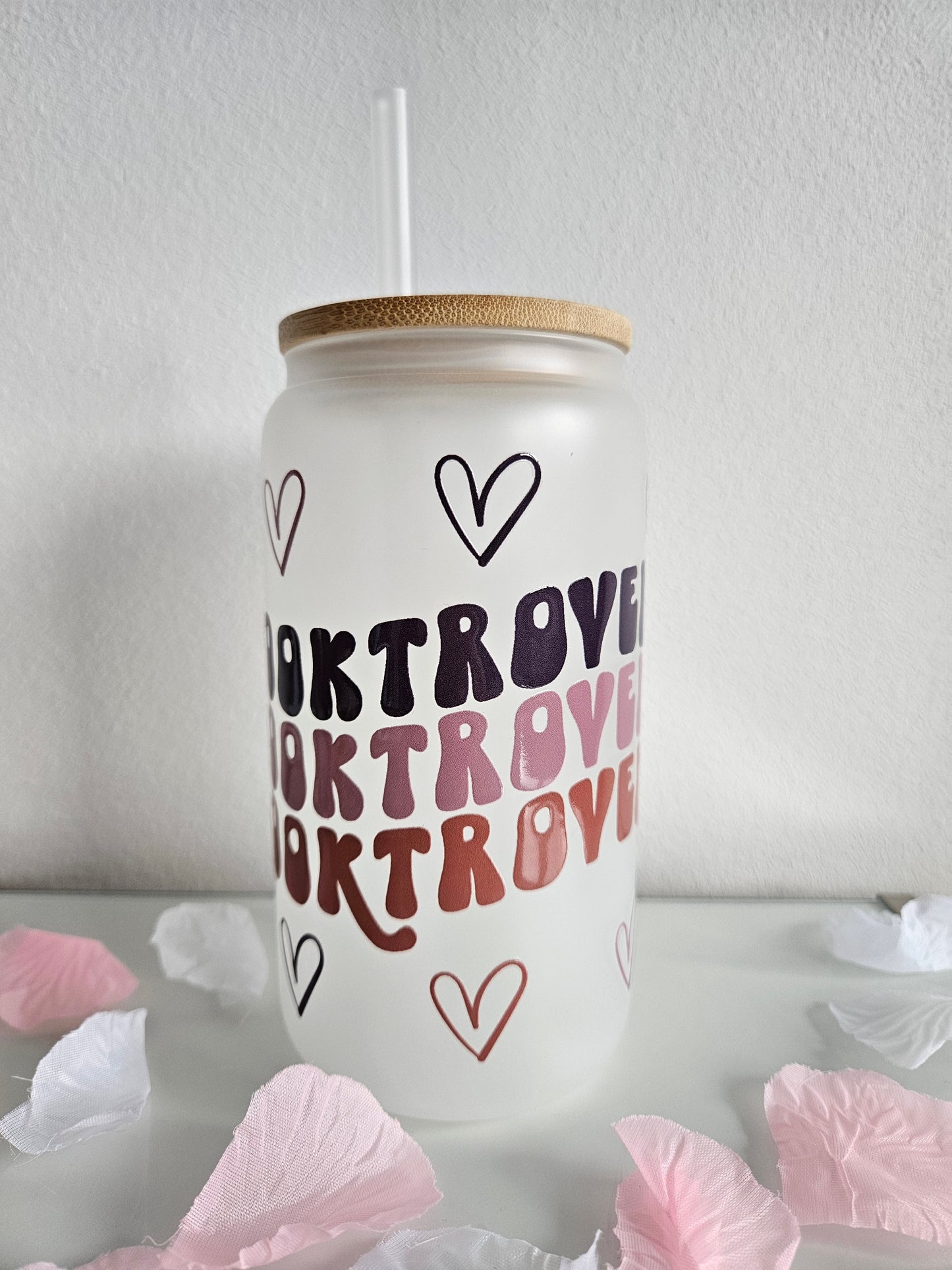 Booktrovert Trinkglas mit Bambusdeckel