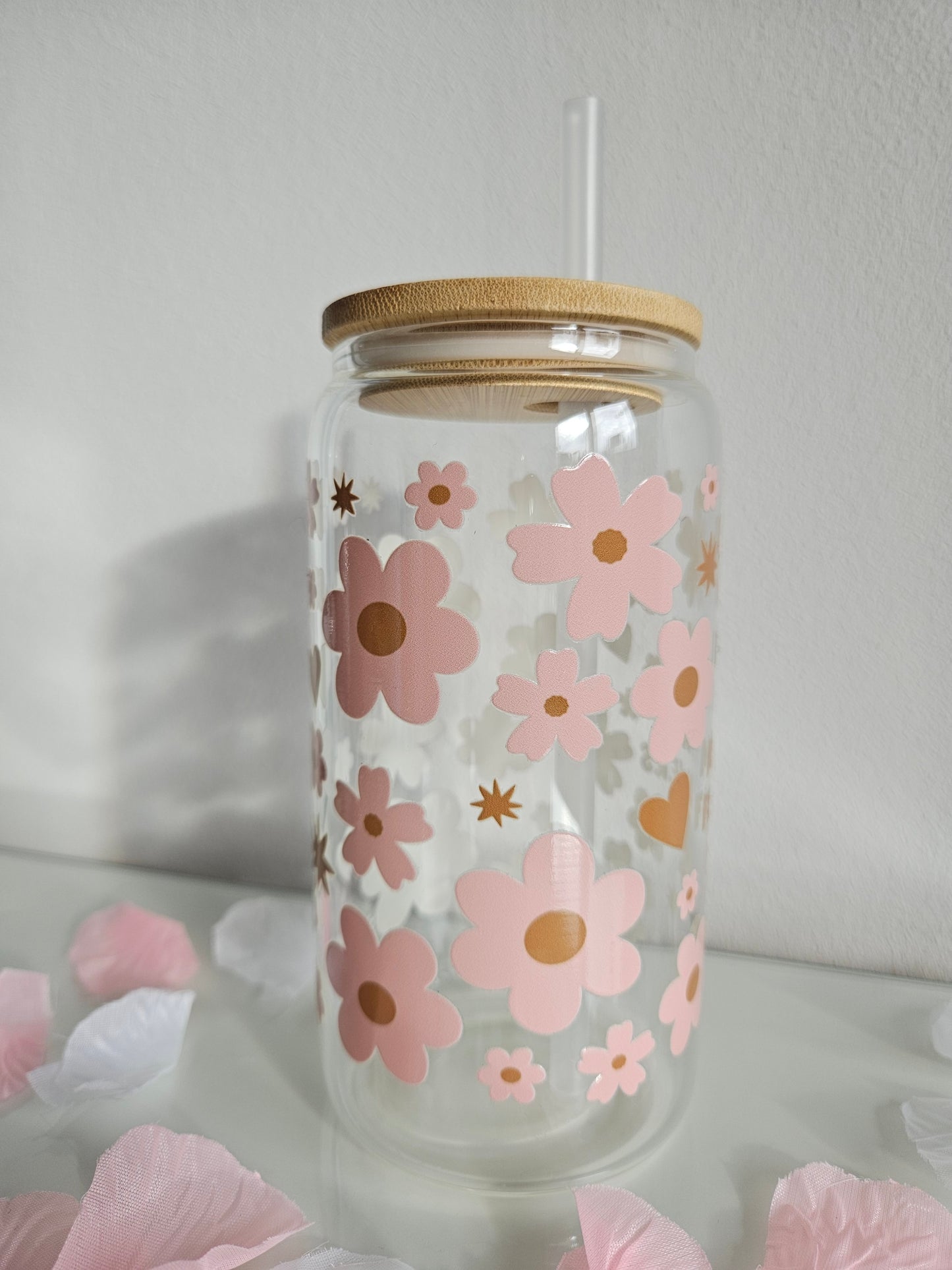 I can buy myself flowers Trinkglas mit Bambusdeckel