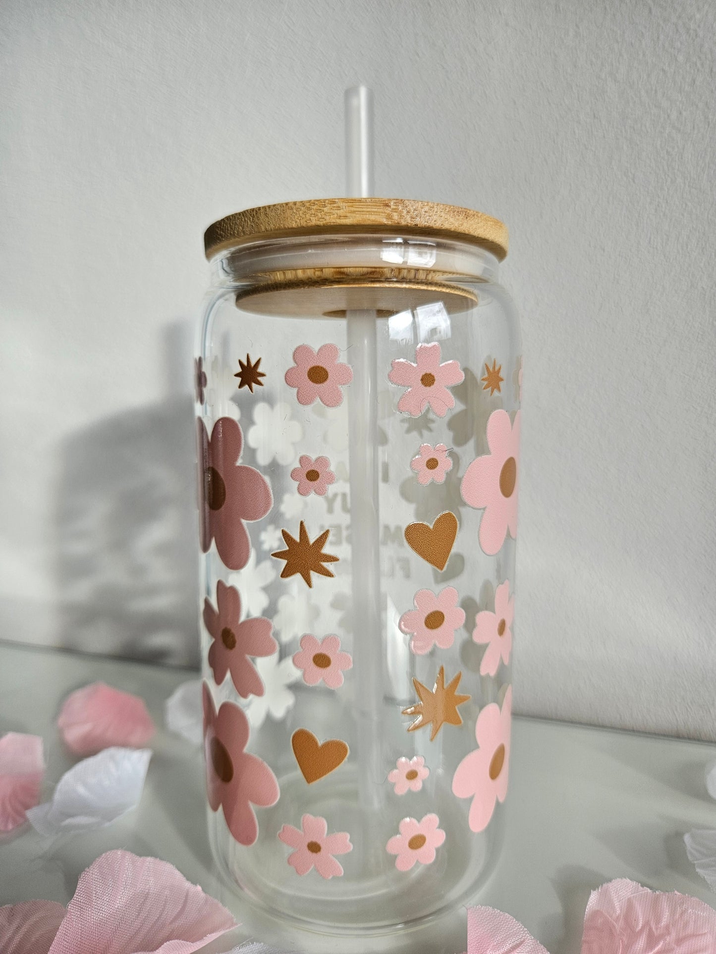 I can buy myself flowers Trinkglas mit Bambusdeckel