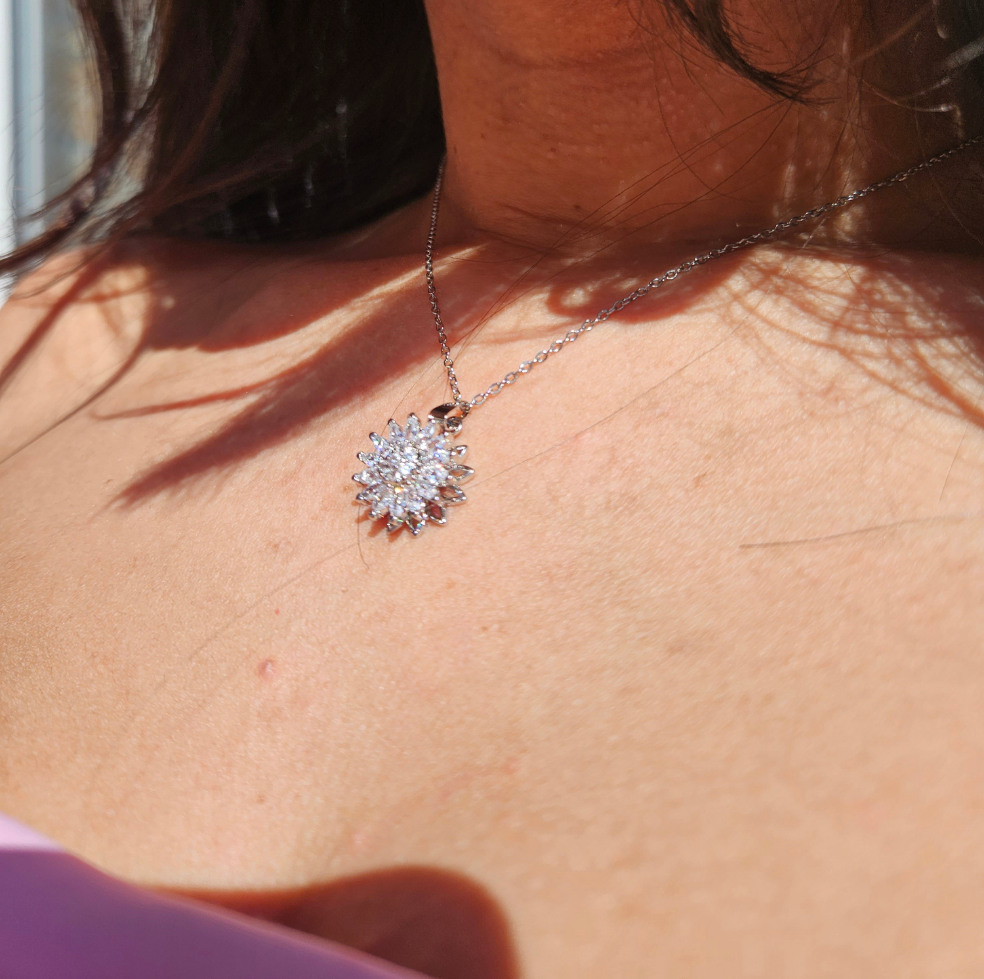 Fidget Kette Blume Silber