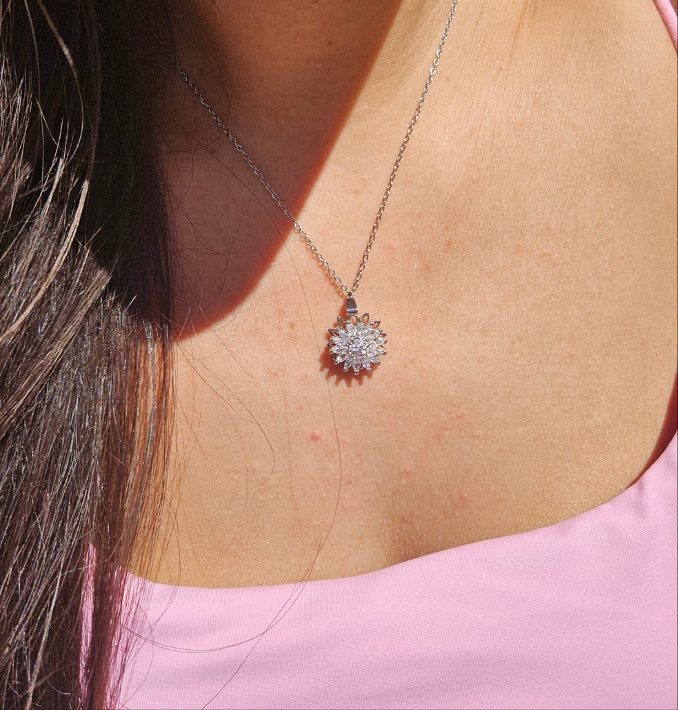Fidget Kette Blume Silber