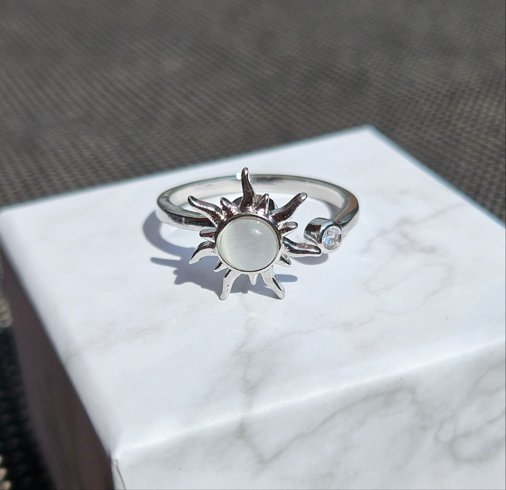 Fidget Ring Sonne Silber
