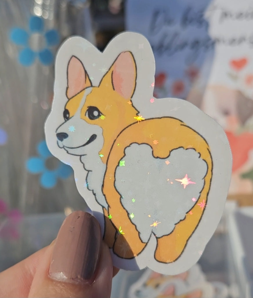 Corgi Glitzer Sticker