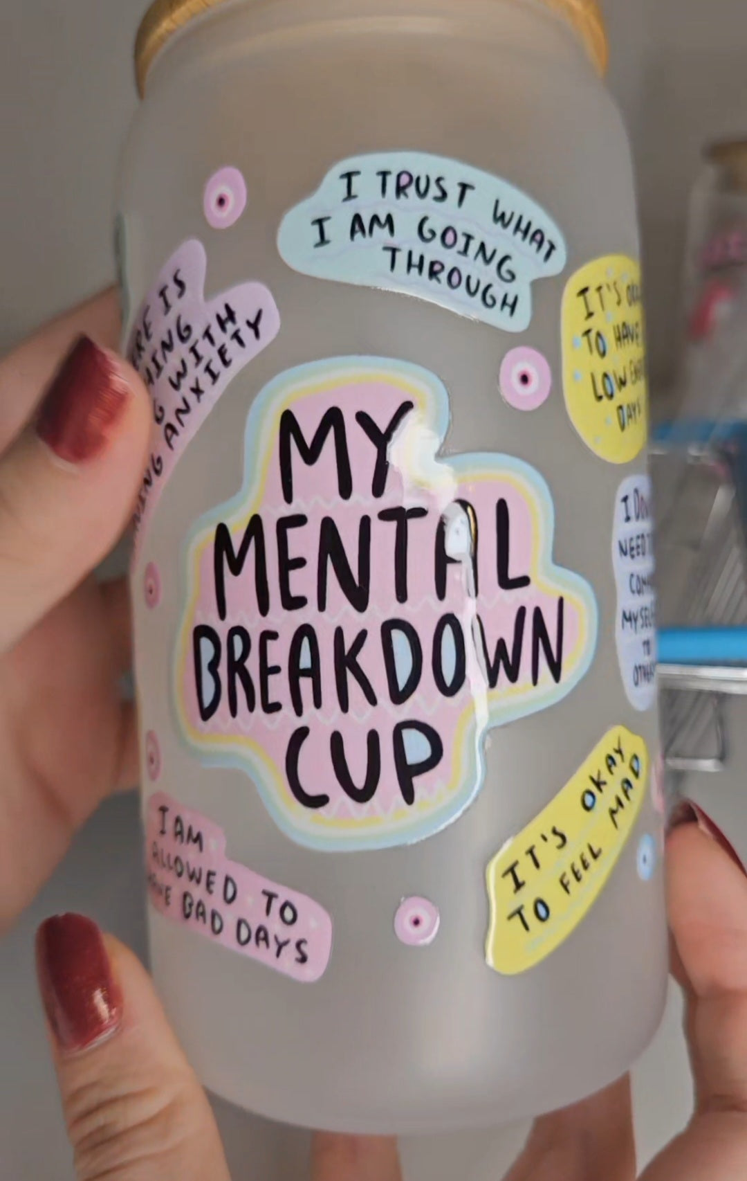My mental breakdown cup Glas Tumblr mit Bambusdeckel