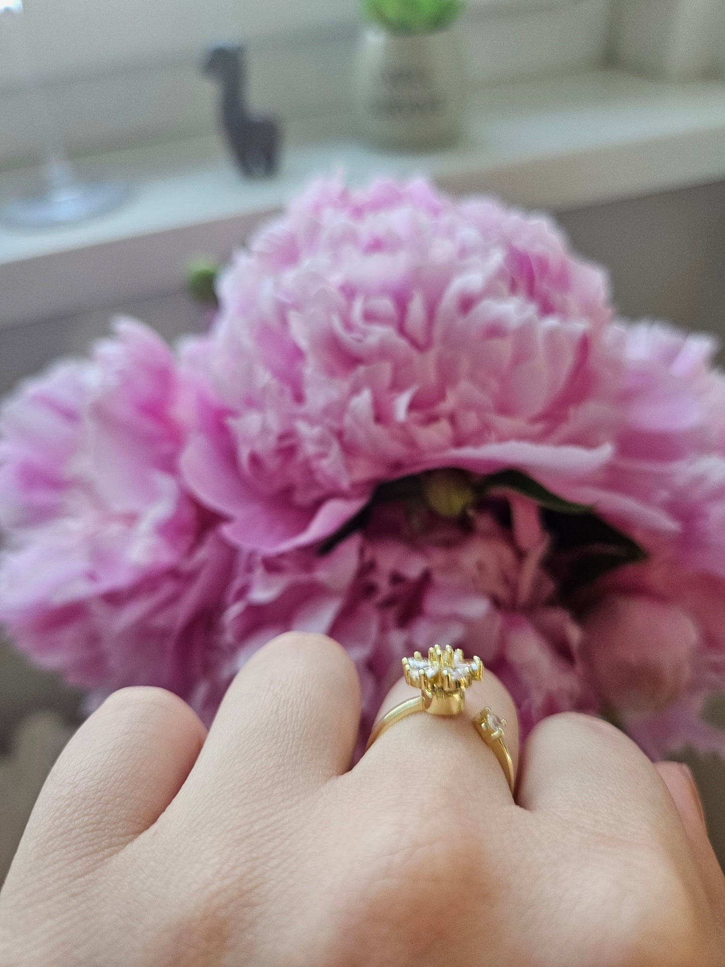 Fidgetring Blume Gold