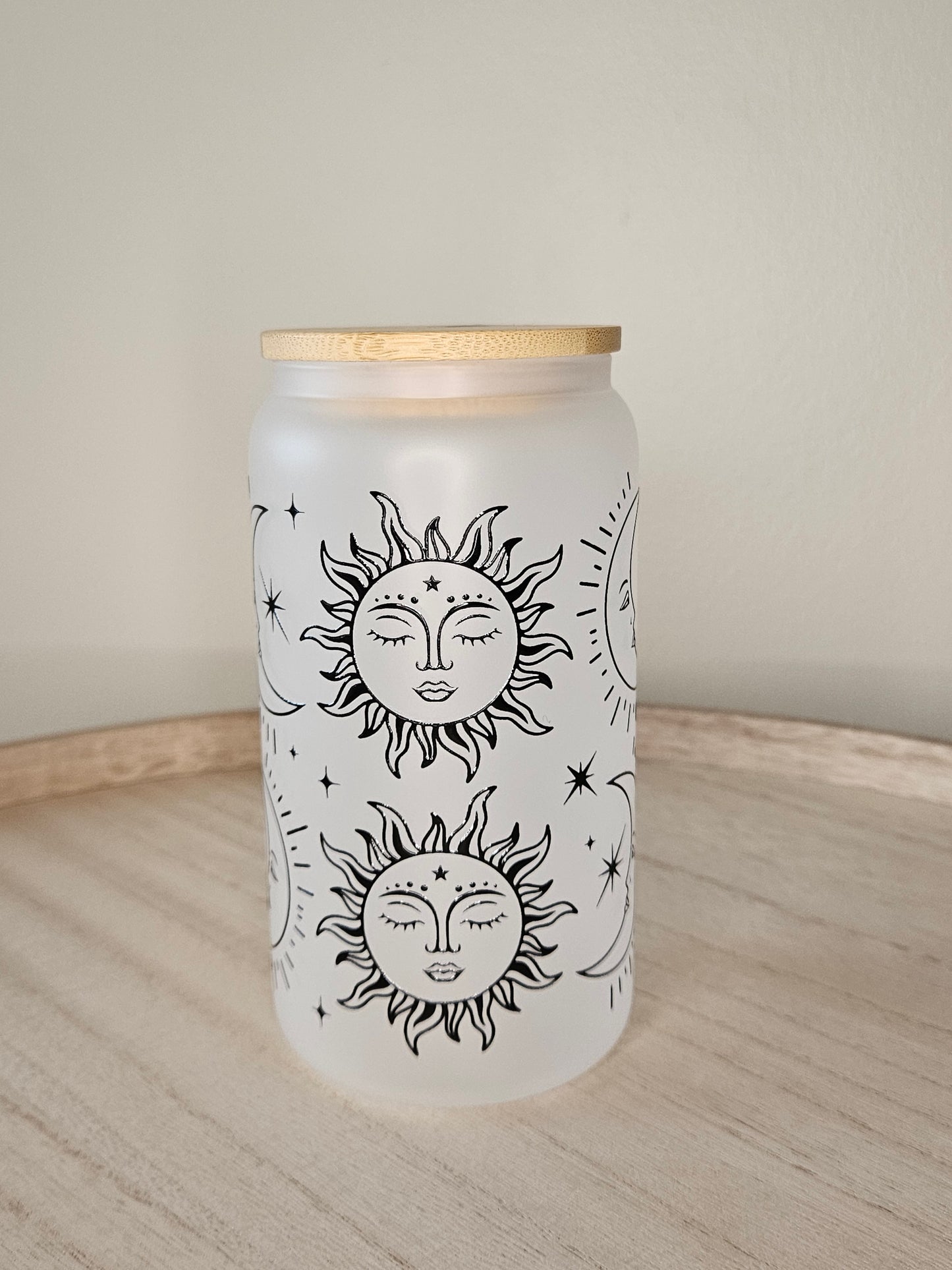 Sonne, Mond und Sterne frosted Glas