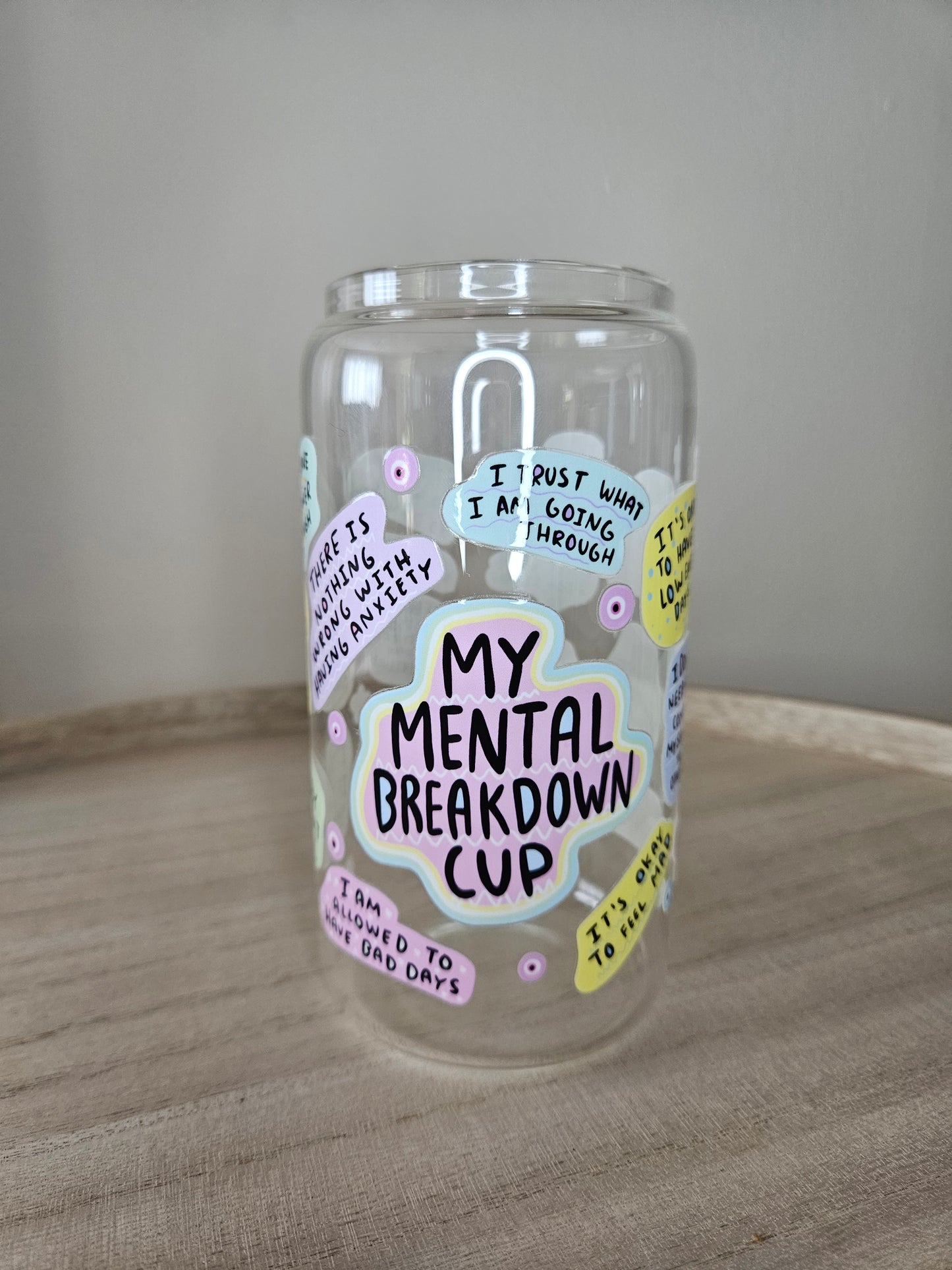 My mental breakdown cup Glas Tumblr mit Bambusdeckel