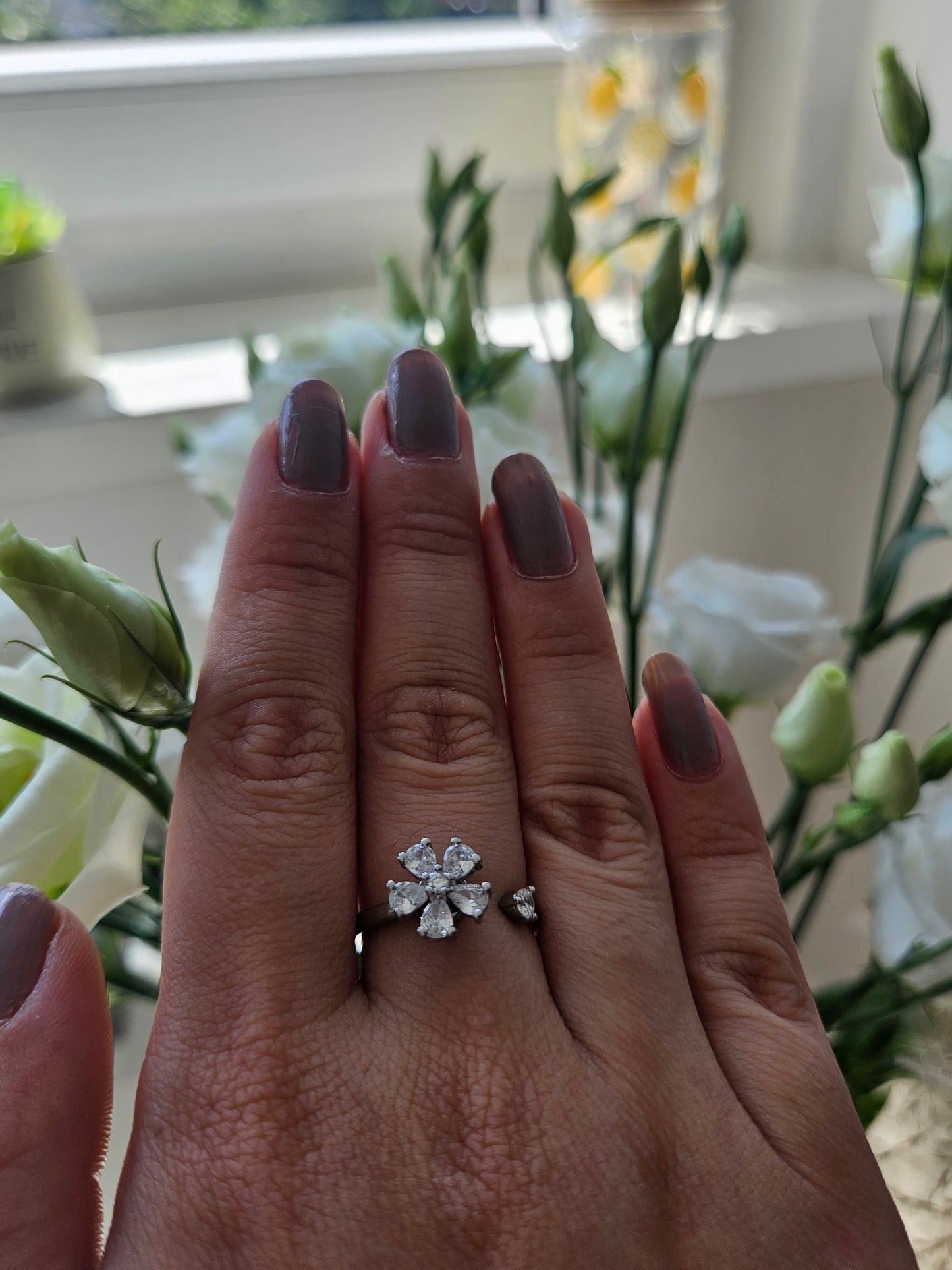 Fidgetring Blume Silber