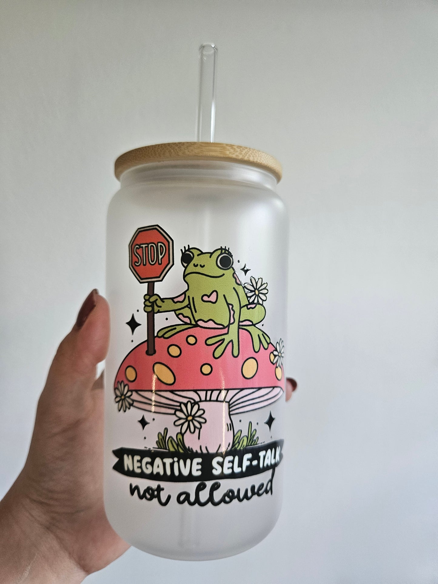 No negativ selftalk Trinkglas