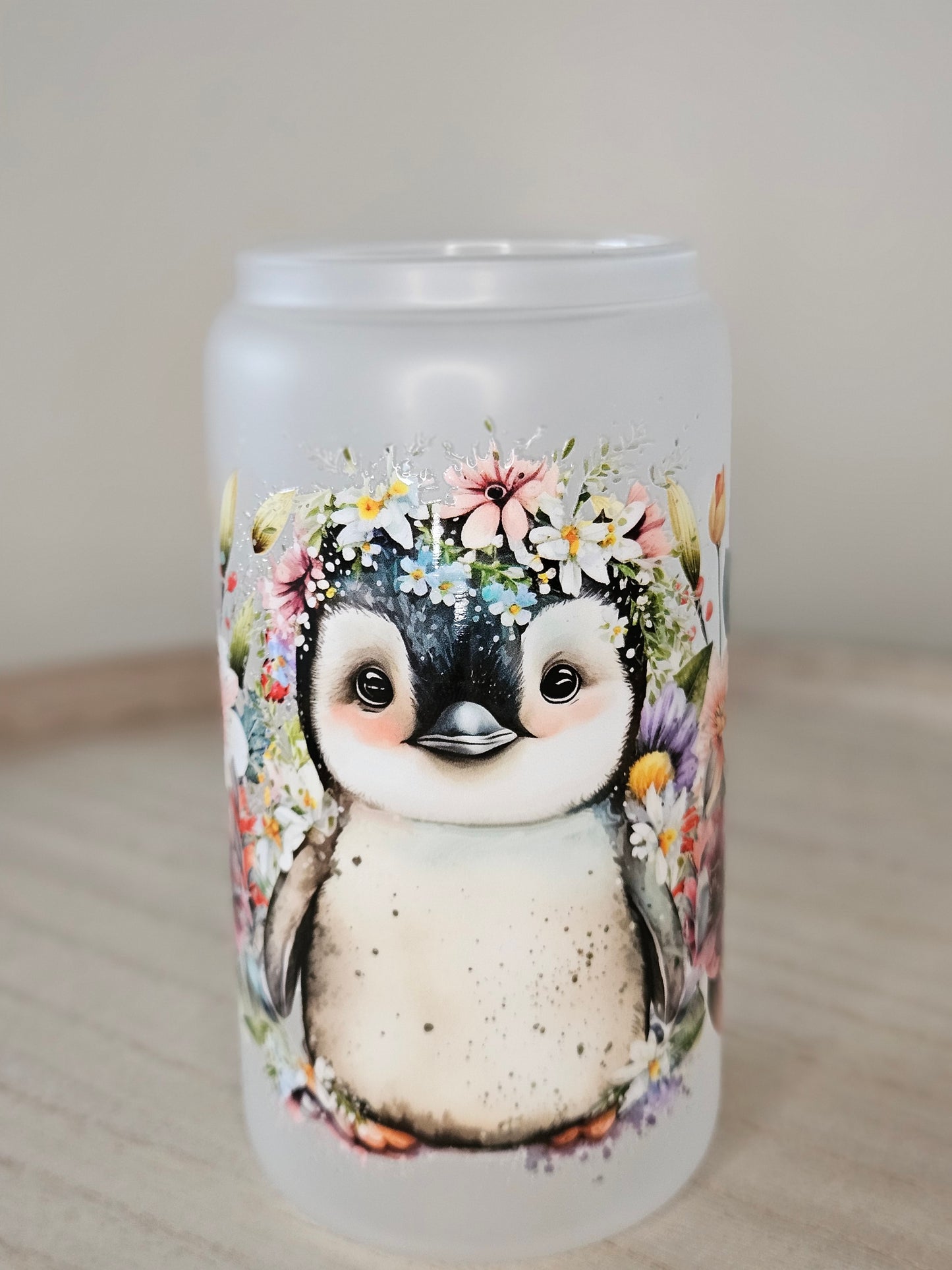 Pinguin frosted Glas Tumblr 16oz