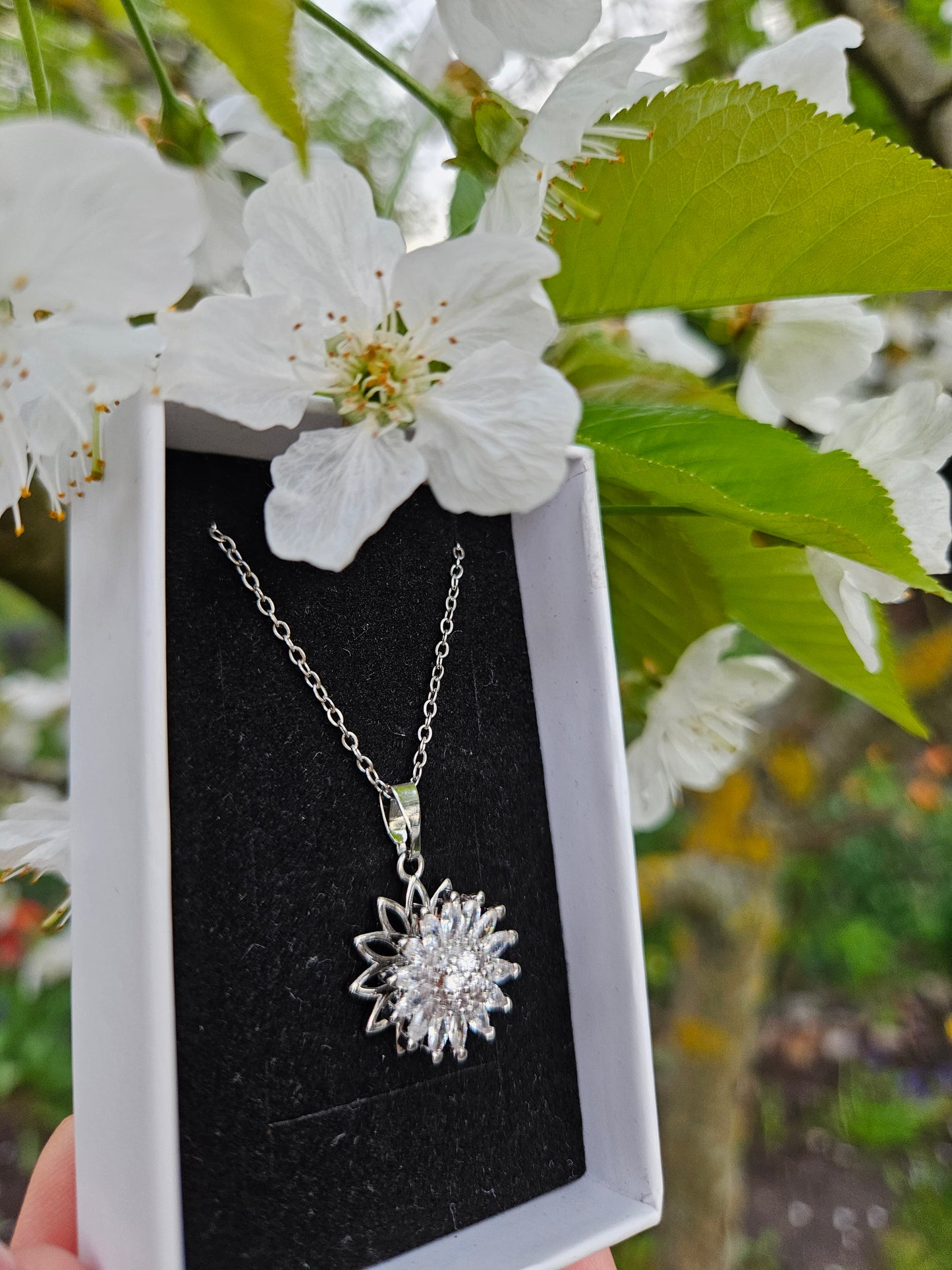 Fidget Kette Blume Silber