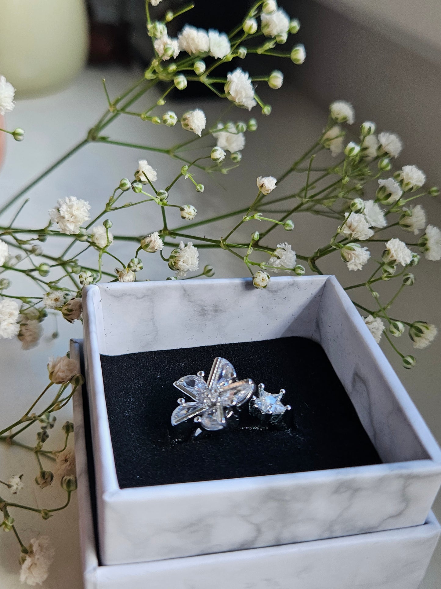 Fidgetring Sternenblume Silber