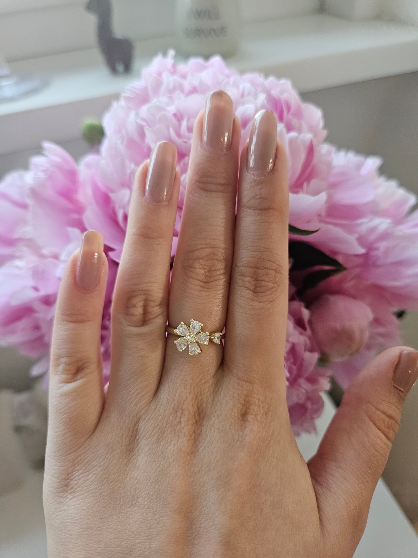 Fidgetring Blume Gold