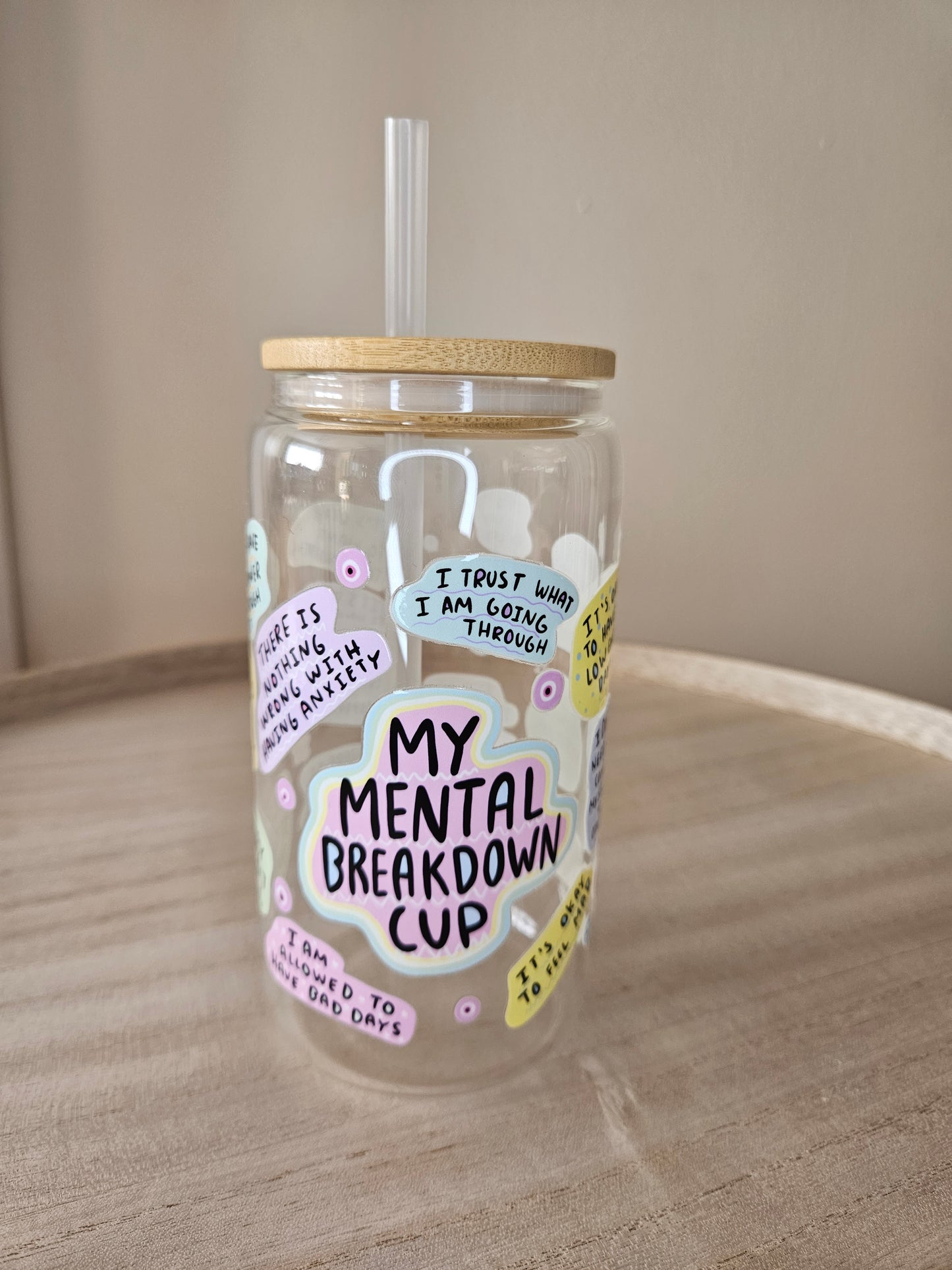 My mental breakdown cup Glas Tumblr mit Bambusdeckel