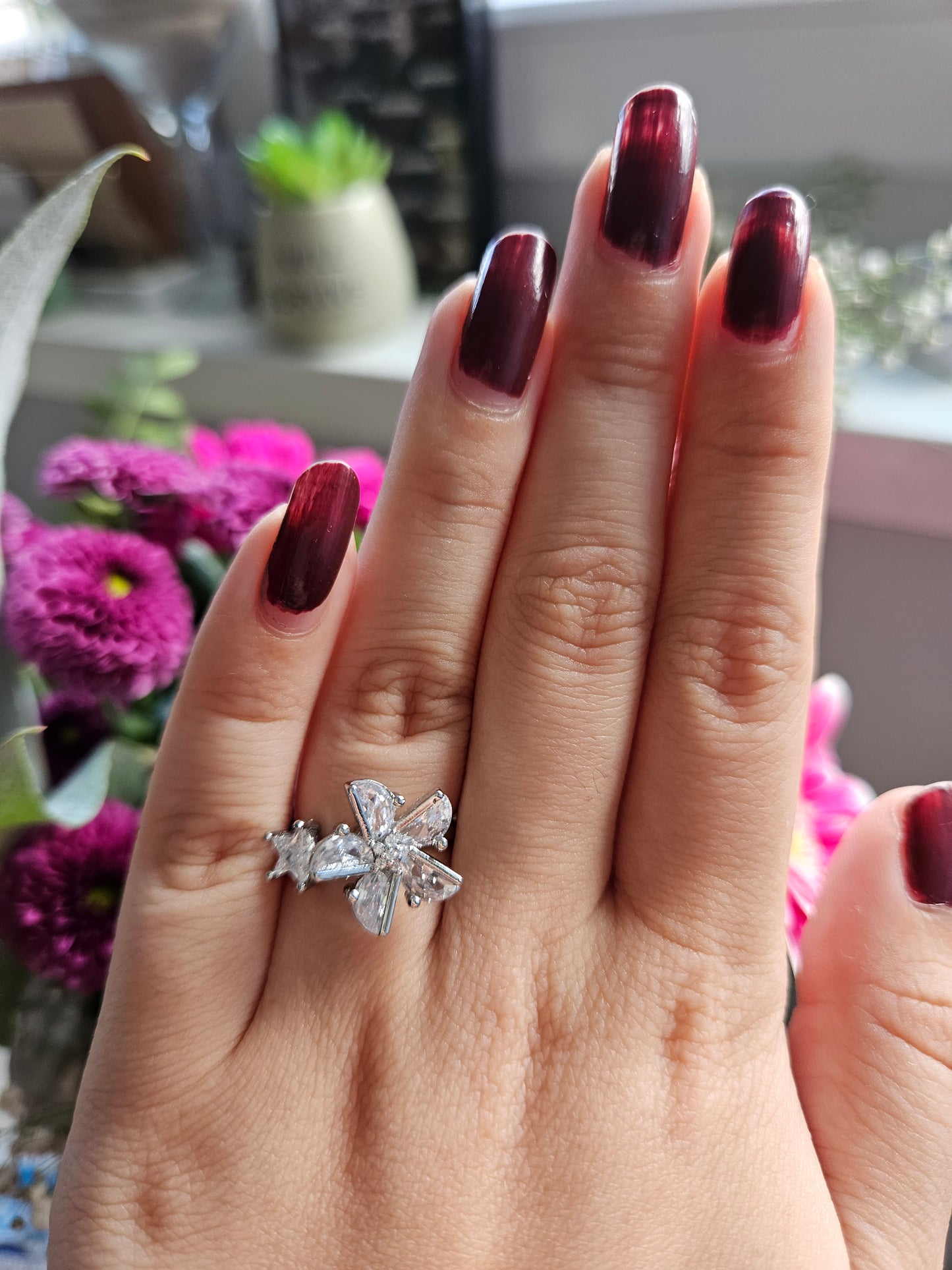 Fidgetring Sternenblume Silber