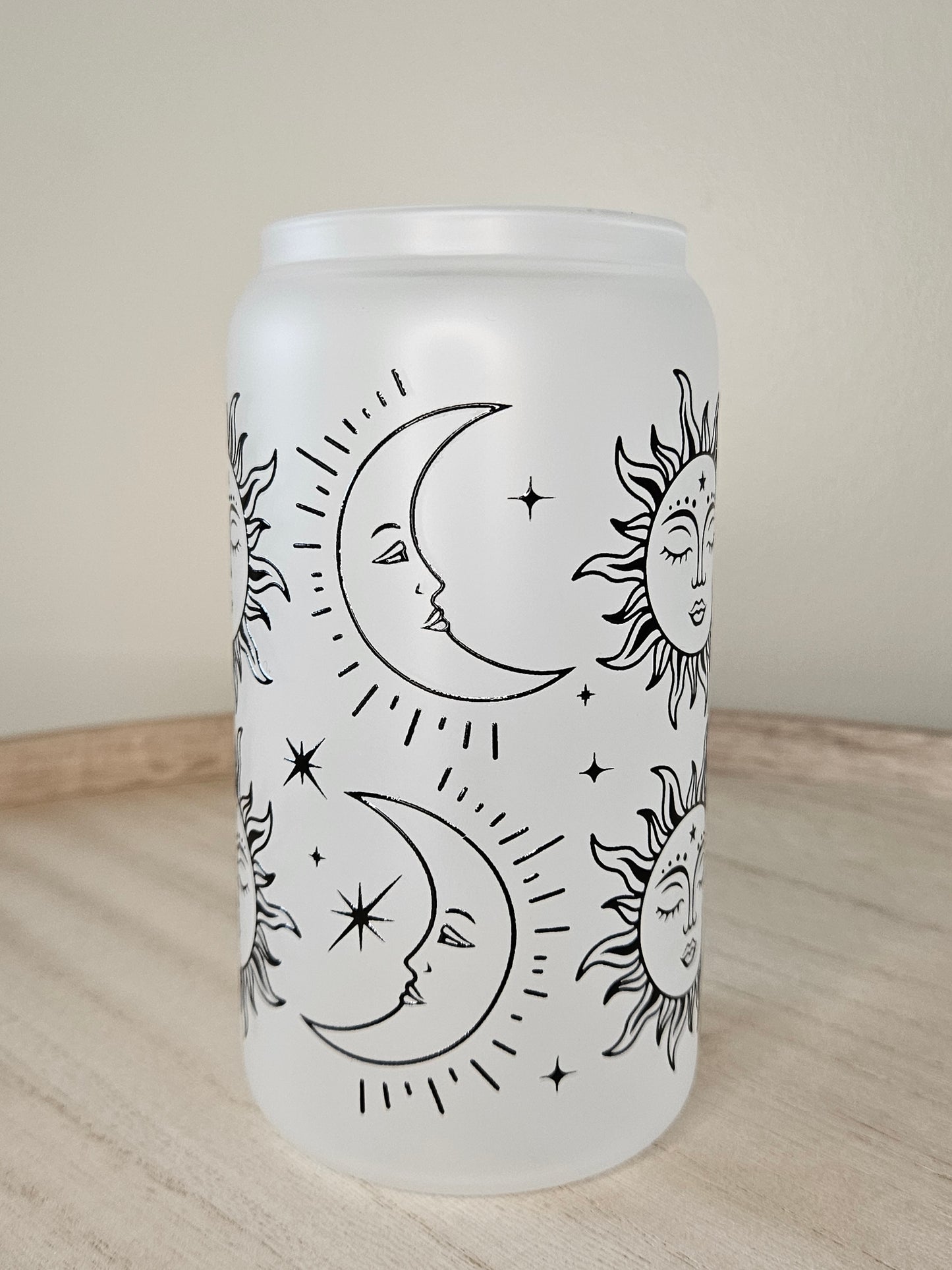 Sonne, Mond und Sterne frosted Glas