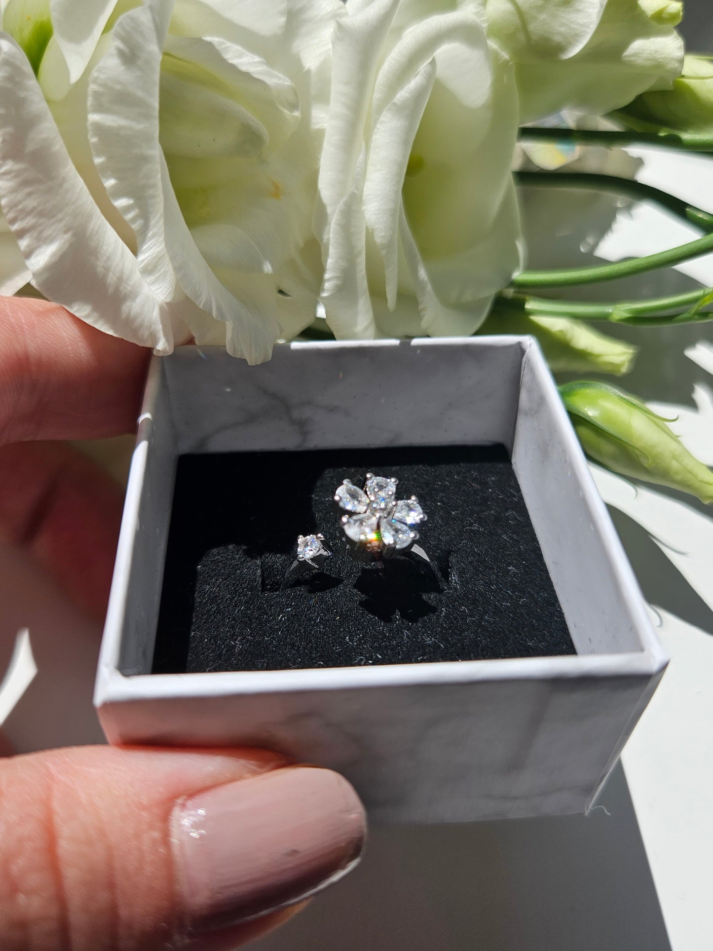 Fidgetring Blume Silber