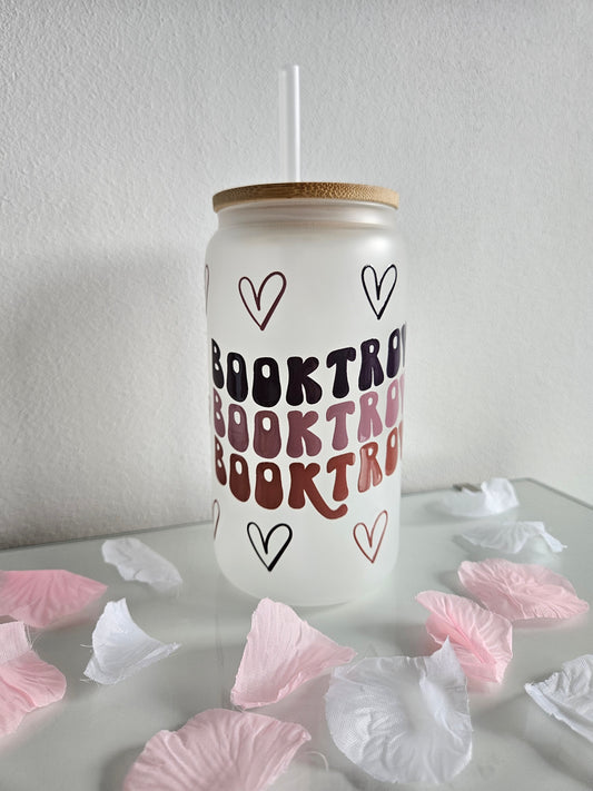 Booktrovert Trinkglas mit Bambusdeckel