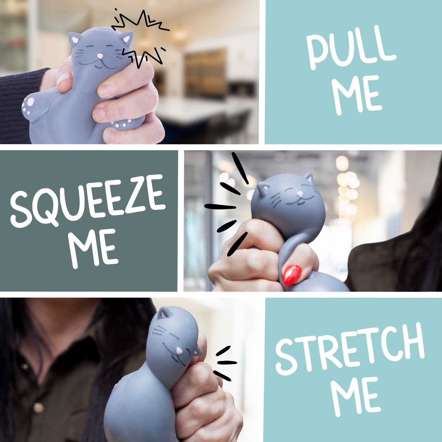 Kalma Kitty Stressbällchen – Anti-Stress-Spielzeug mit Katzenmotiv – Geschenkidee für Katzenliebhaber