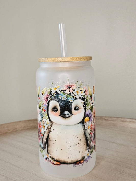 Pinguin frosted Glas Tumblr 16oz
