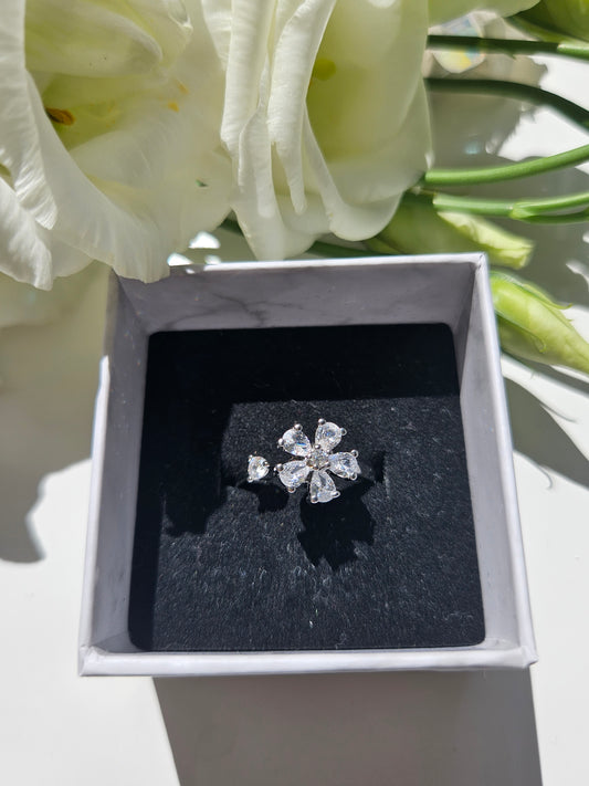 Fidgetring Blume Silber