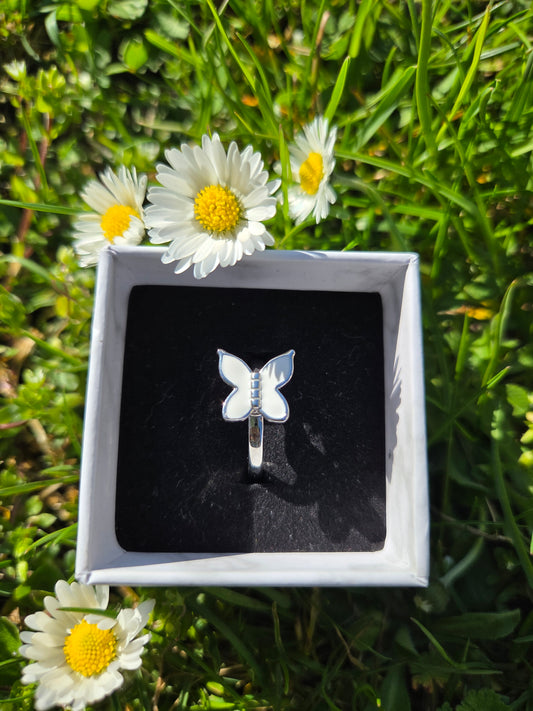 Fidgetring Schmetterling weiß