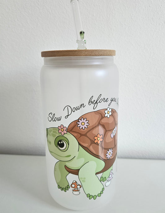 Slow Down Schildkröten Trinkglas