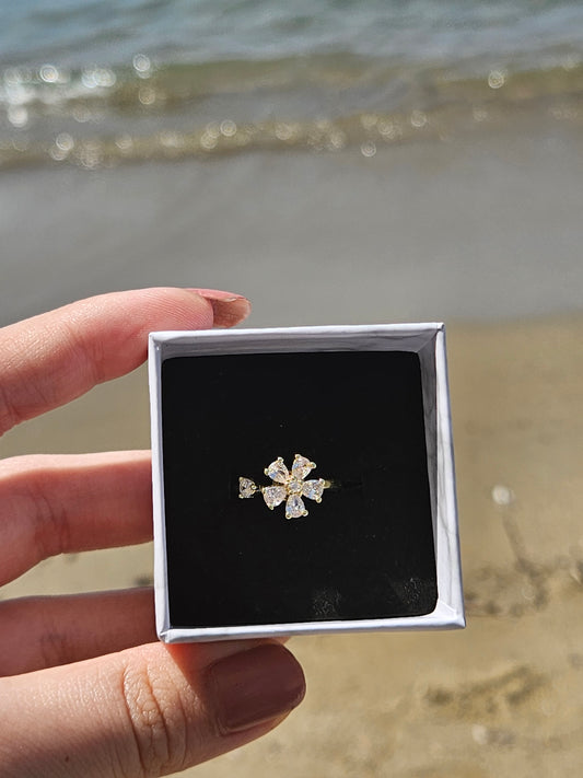 Fidgetring Blume Gold