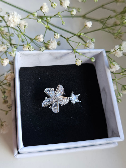 Fidgetring Sternenblume Silber