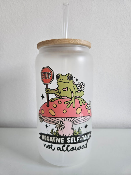 No negativ selftalk Trinkglas