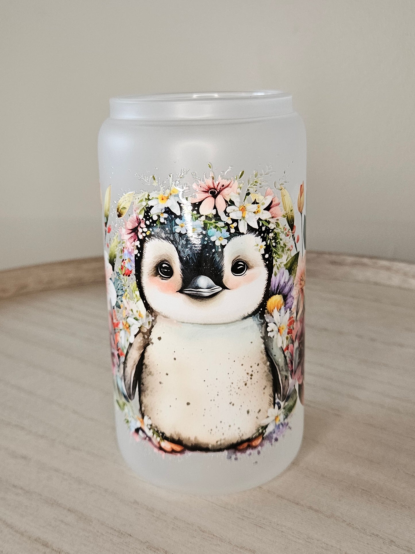 Pinguin frosted Glas Tumblr 16oz